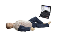 Männchen CPR-erster Hilfe mit offener Fluglinie für Multimedia-Studienbegleitmaterial-Unterricht